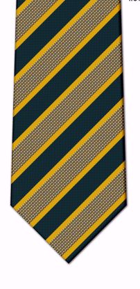 Picture of 100% SILK WOVEN TEXTURED HUNTER GREEN AND GOLD STRIPE NECKTIE