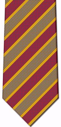 Picture of 100% SILK WOVEN TEXTURED RED AND GOLD STRIPE NECKTIE
