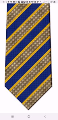 Picture of 100% SILK WOVEN TEXTURED BLUE AND GOLD STRIPE NECKTIE