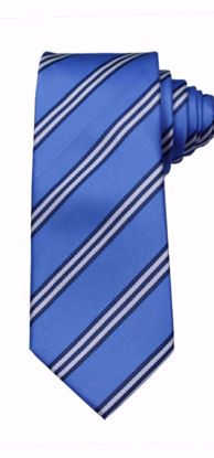 Picture of Blue Blue/White Stripes - 100% SILK WOVEN MICRO NEAT NECKTIE